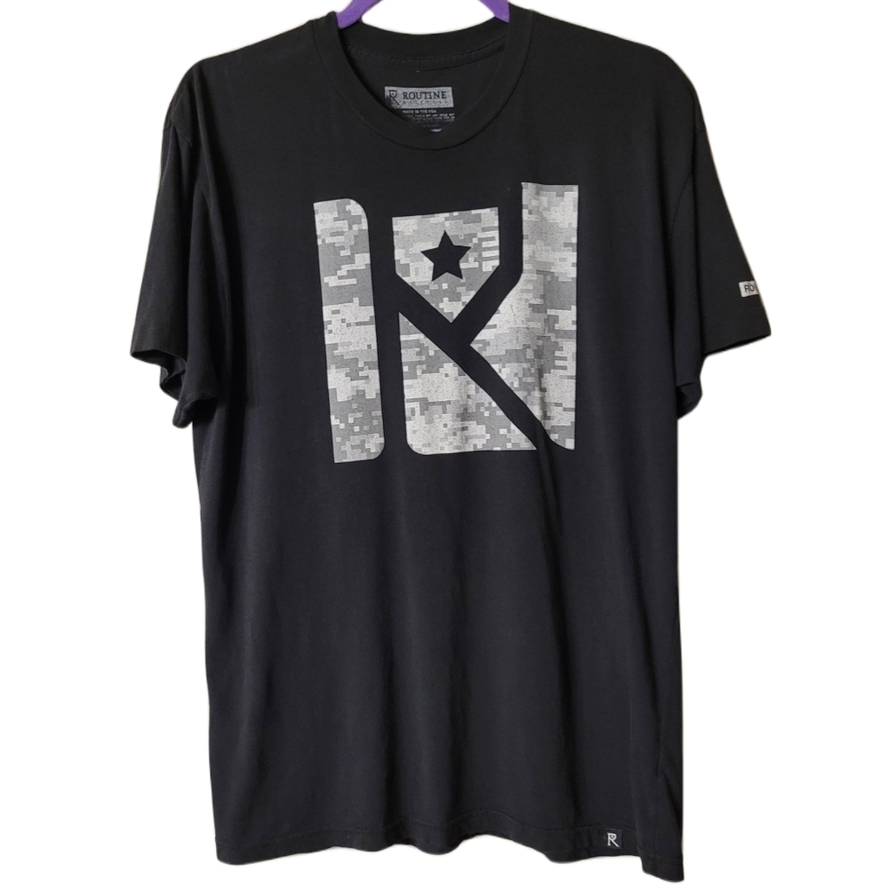 Routine Baseball Short-sleeve Graphic T-Shirt Size Large Black